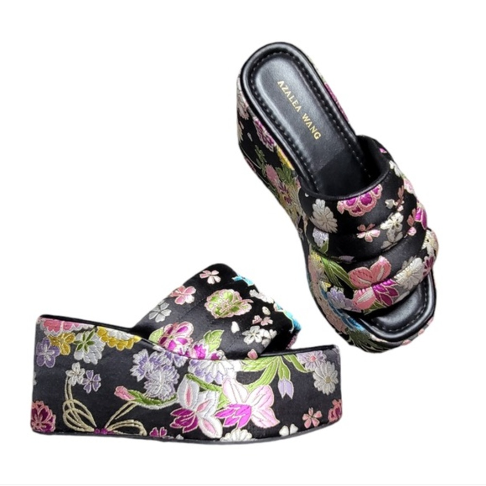 🪷Azalea Wang Fusili embroidered platform sandals 🪷